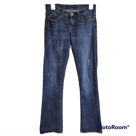 Rock And Republic Kasandra Studded Lightly Distressed Bootcut Blue Jeans Size 2 - Picture 1 of 10
